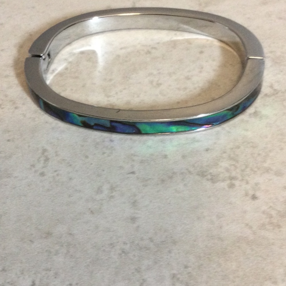 Abalone Silver Bangle Bracelet - image 6